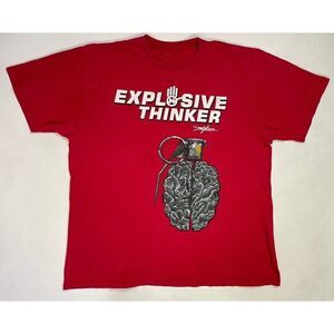 Miskeen Explosive Thinker Graphic T-shirt Men 3XL Red Short Sleeve